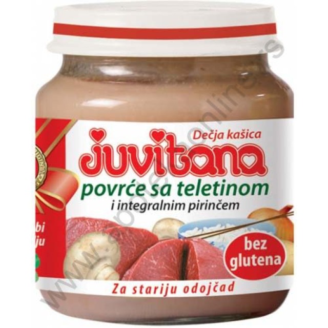 JUVITANA KAŠICA OD POVRĆA SA TELETINOM I INTEGRALNIM PIRINČEM 128g - Online Apoteka JUVITANA KAŠICA OD POVRĆA SA TELETINOM I INTEGRALNIM PIRINČEM 128g